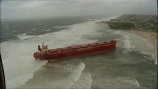 Pasha Bulker Ship Runs Aground In Storm 2007 [upl. by Refennej]