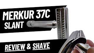 Merkur 37C Slant Safety Razor Review and Shave Experience [upl. by Ayanet]