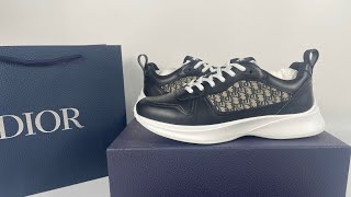 Dior B25 Sneaker Runner Black Gaey Oblique Leather High quatily Calfskin Unboxing [upl. by Nalliuq639]