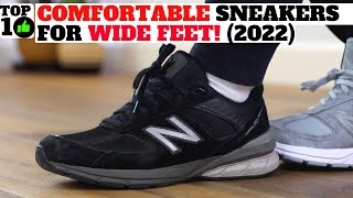 Top 10 Most Comfortable Sneakers For WIDE FEET 2022 [upl. by Lael]