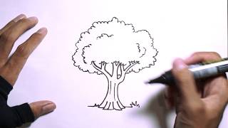 Cara Menggambar Pohon  How to draw a tree [upl. by Nealy930]