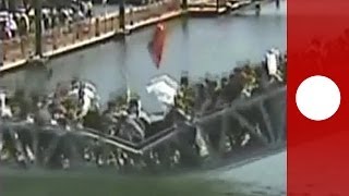 China bridge collapse caught on camera chaos as people tumble into water [upl. by Monarski]