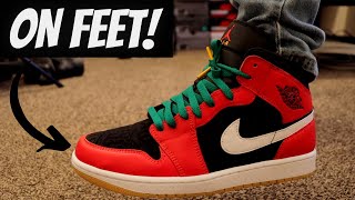 Jordan 1 Mid Christmas Unboxing  On Feet [upl. by Utter716]