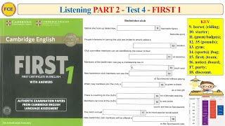 FCE First 1 Listening Part 2 Test 4 Transcript  Key [upl. by Hunfredo]