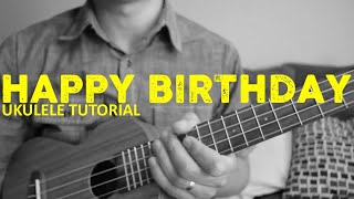 Happy Birthday Song EASY Ukulele Tutorial  Chords  How To Play [upl. by Oicnerual671]