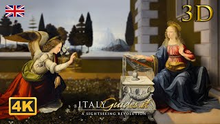 Annunciation 3D  By Leonardo Da Vinci  Uffizi Gallery in Florence [upl. by Enicnarf]