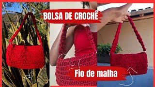 Bolsa de Crochê com Fio de Malha Tutorial Passo a Passo Fácil e Rápido crochet [upl. by Arad882]