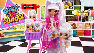 Back To School Shopping With LOL Surprise Kitty Queen Family Miniature DIY School Supplies [upl. by Eilerua909]