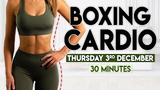 BOXING CARDIO BURN  30 minute Home Workout [upl. by Neslund]