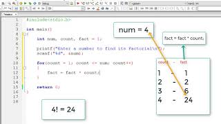 C Program To Find Factorial of a Number using For Loop [upl. by Arretak]