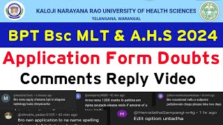 KNRUHS BPT BSC MLT amp AHS 2024 Application Form Doubts Clarification [upl. by Nitsreik]