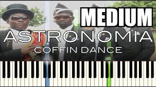 Coffin Dance  Piano Tutorial MEDIUM with Glissando  Astronomia  In Original Key  G Minor [upl. by Denis176]