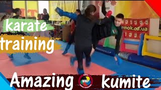 karate kumite training  wkf training  Kumite Distance practice attack skill and speed [upl. by Gillette]