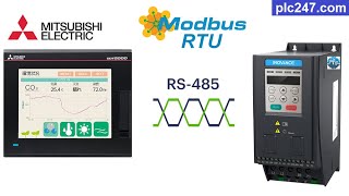 Mitsubishi HMI quotModbus RTUquot Inovance MD200 Tutorial [upl. by Tilden]