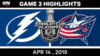 NHL Highlights  Lightning vs Blue Jackets Game 3 – April 14 2019 [upl. by Kcirdneh860]