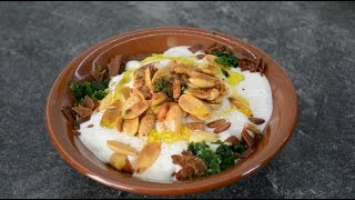 Fatteh  arabisches Frühstück  Kichererbsen Hummus mit Joghurt فته [upl. by Lanam437]