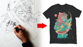 How I design a T Shirt  Clothing Art Tutorial [upl. by Koressa]