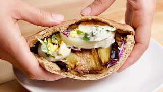 Sabich Eggplant Stuffed Pita Recipe [upl. by Symer581]