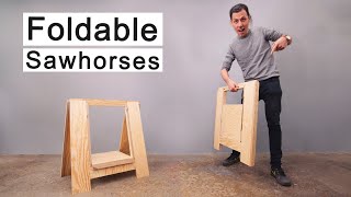 How to make Foldable Sawhorses  Strong and Super Compact [upl. by Akinahc896]