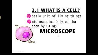 FORM 1 SCIENCE CHAPTER 2 CELL AS THE BASIC UNIT OF LIFE PART 1 [upl. by Rossing]