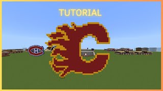 Minecraft Tutorial How To Make Calgary Flames NHL Logo [upl. by Htabazile]