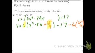 Standard Form to Turning Point Form [upl. by Anair]