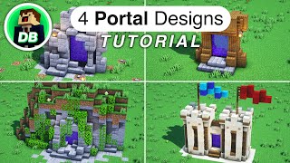 Minecraft How to build 4 Nether Portal Designs Tutorial [upl. by Innoc104]