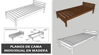 PLANOS para hacer una CAMA individual de MADERA [upl. by Luamaj133]