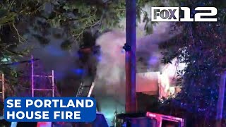 Crews battle house house fire in SE Portland [upl. by Bolan]