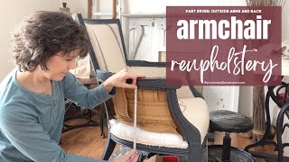 Chair Upholstery Part 7 Outside Arms Back and Trim  FULL REVEAL [upl. by Jordison]