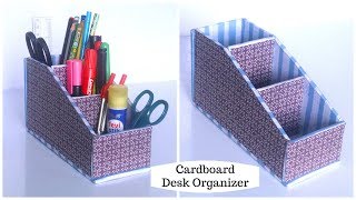 DIY Cardboard Organizer  Desk Organizer  Cardboard Crafts Easy [upl. by Elrebma651]