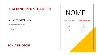 Italiano per stranieri Lezione 1 Nome Maschile Femminile [upl. by Ahseyk]