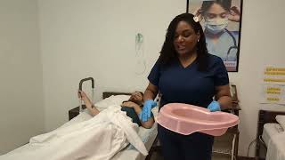 CNA Skill Assisting a Total Care Resident to Use the Bedpan [upl. by Eiraminot111]