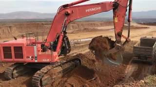 Hitachi Zaxis 670LC Excavator Loading Trucks With 3 Passes [upl. by Ardisj556]