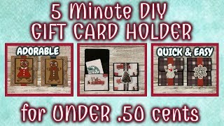 5 Minute DIY GIFT CARD HOLDER for UNDER 50 cents  QUICK amp EASY DIY [upl. by Brooks523]