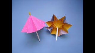 Origami—umbrella 很漂亮的立體雨傘折紙，簡單易學還可以收縮，手工DIY折紙視頻教程 [upl. by Normalie482]