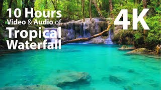 4K UHD 10 hours  Tropical Waterfall  mindfulness ambience relaxing meditation nature [upl. by Tserof]