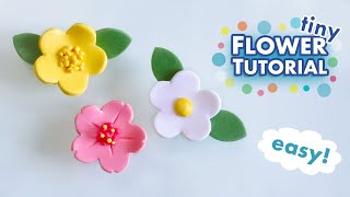 EASY Polymer Clay TINY FLOWERS Tutorial  Buttercup  Cherry Blossom [upl. by Arinay530]