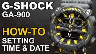 Gshock GA900  Setting time and date tutorial [upl. by Nnahteb626]