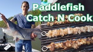 Catch and Cook Paddlefish Spoonbill  How to Amazing Taste [upl. by Aynnek]