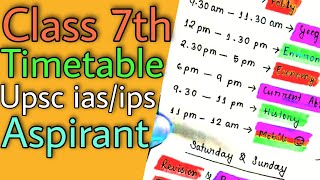 Timetable for class 7  upsc ias or ips aspirant  hamari kaksha [upl. by Laerdna536]