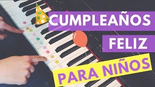 Cómo tocar CUMPLEAÑOS FELIZ en piano para niños  TUTORIAL [upl. by Kenleigh]