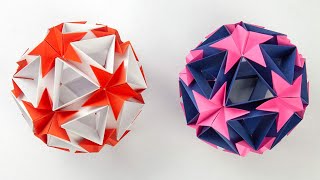 How to make Kusudama origami  Kusudama ball with stars  Origami kusudama [upl. by Demakis373]