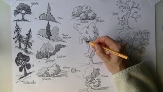 Easy TREES for beginners drawing in Landscape [upl. by Izmar322]