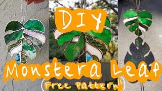 FREE Digital Pattern amp GIVEAWAY  DIY Stained Glass Monstera Leaf [upl. by Lepine]