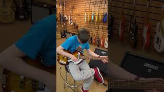 Playing a Hofner Ignition Violin Bass Guitar at guitarguitar in Glasgow [upl. by Dupin]