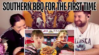 Two Brits try Southern BBQ for the first time  REACTION [upl. by Adahsar]