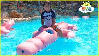 Ryan plays at Water Park and rides Water Slides for kids [upl. by Joyce948]