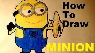 How to draw easy MINION and banana  Despicable Me 2  Minions step by step for beginners [upl. by Liebowitz]