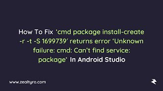 How To Fix Unknown failure cmd Cant find service package in Android Studio [upl. by Noonan175]